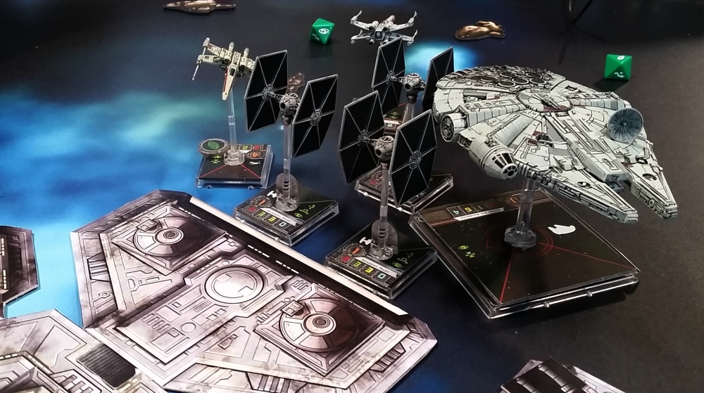 three magnet TIE Fighters Heroes of the Aturi Cluster Millennium Falcon X-Wing Miniatures Game