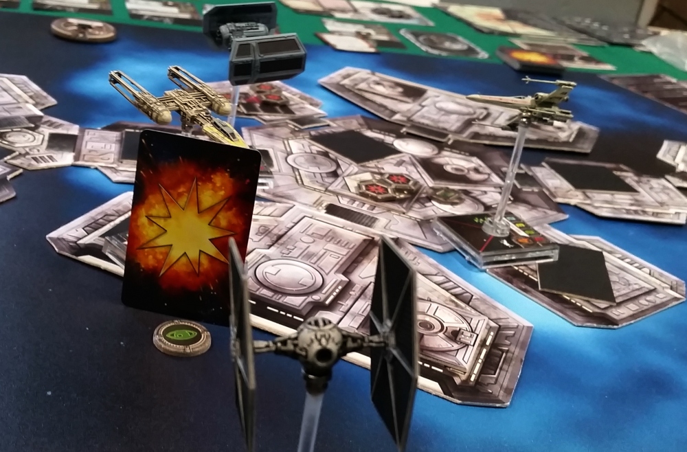 TIE Fighter shoots down X-Wing over refueling station Heroes of the Aturi Cluster
